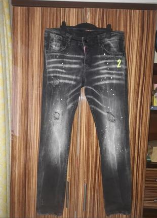 Оригінальні чорні стрейчеві джинси dsquared розмір 502 фото