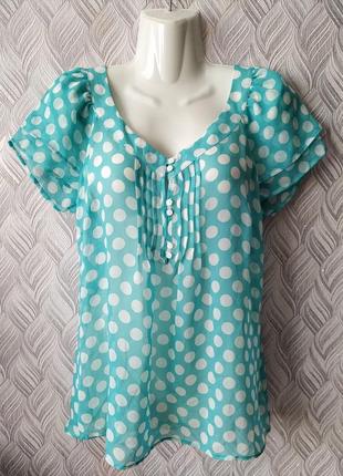Шифоновая,фирменная блуза в горохи 44 р