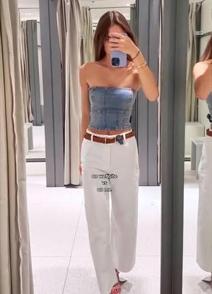 Джинсовый топ zara из джинсы денима на змейке