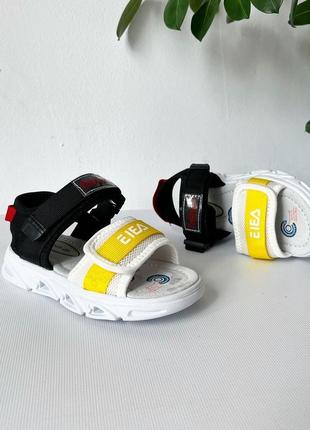 Босоножки с подсветкой лед сандали открытые текстильные на липучках1 фото