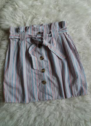 Хлопковая юбка в полоску с поясом primark3 фото