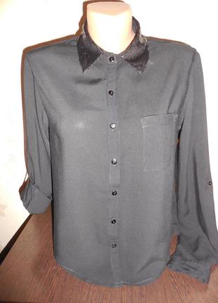 Рубашка- блуза *tally weijl* вискоза, воротник в паеточках, р.xs-s (42-44)