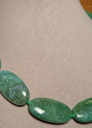 Бусы овальные крупные камень зеленый авантюрин4 фото