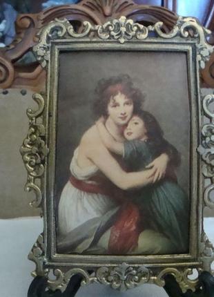 Настенное панно картина шелкография рамка бронза №8