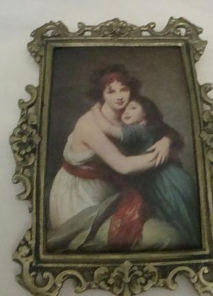 Настенное панно картина шелкография рамка бронза №8