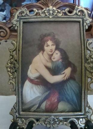 Настенное панно картина шелкография рамка бронза №8