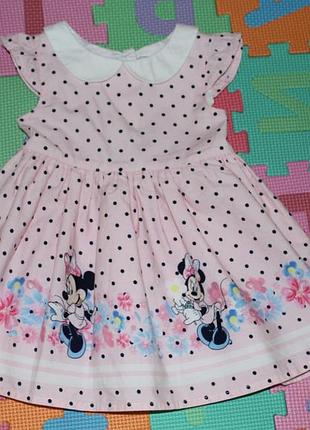 Нарядное нежное платье с минни 9-12 мес