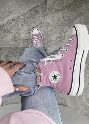 Трендовые розовые высокие кеды converse  all star оригинал