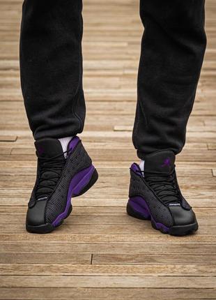 Кроссовки в стиле air jordan retro 13 black\purple высокие кроссовки джордан трендовые качественные премиум3 фото