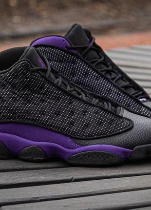 Кроссовки в стиле air jordan retro 13 black\purple высокие кроссовки джордан трендовые качественные премиум1 фото