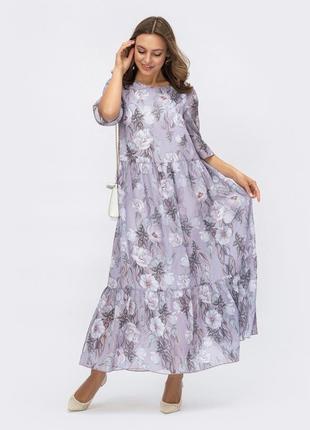 Вільна сукня-максі із шифону7 фото