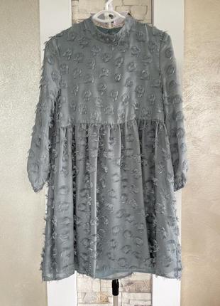 Легкое объемное текстурированное платье zara5 фото