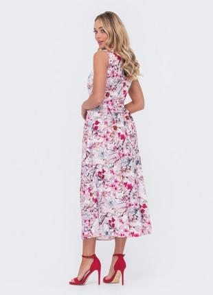 Жіночна сукня з софту в ніжний квітковий принт5 фото