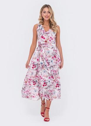 Жіночна сукня з софту в ніжний квітковий принт6 фото