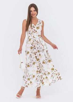 Жіночна сукня з софту в ніжний квітковий принт3 фото