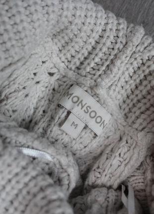 Теплый вязаный свитер с горловиной молочного цвета7 фото