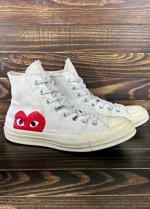 Converse chuck taylor all-star 70 hi comme des garcons play white оригинальные кеды