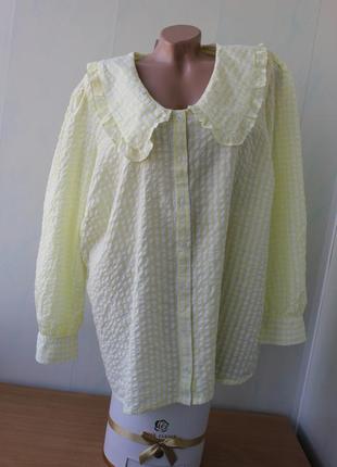 Текстурна блуза з коміром dorothy perkins бавовна в клітинку5 фото