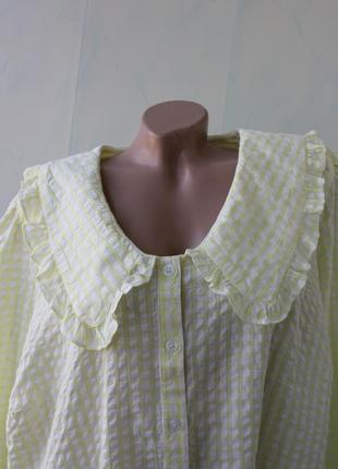 Текстурна блуза з коміром dorothy perkins бавовна в клітинку8 фото