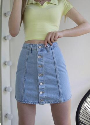 Спідниця джинсова блакитна на ґудзиках котон