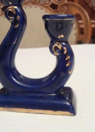 Антикварный подсвечник кобальт фарфор германия