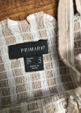 Жіночий смугастий бавовняний топ primark (прімарк лрр ідеал оригінал біло-бежевий)4 фото