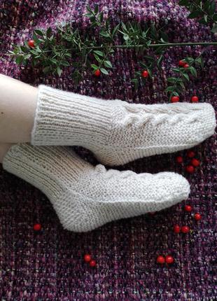 Теплі в'язані вовняні шкарпетки handmade розмір 40-42
