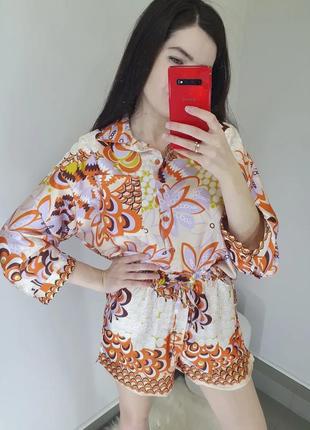 Костюм шорти сорочка помаранчевий