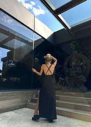 Sexy black dress belted черное длинное платье9 фото