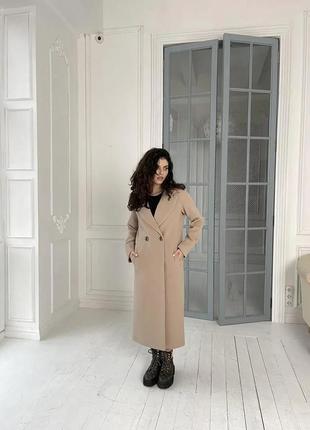 Деловое женское пальто песочного цвета 40, 42, 44, 46, 48, 50, 52 женское зимнее пальто из кашемира5 фото