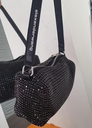 Сумка шкіряна сумочка натуральна шкіра клатч зі стразами камінням преміум