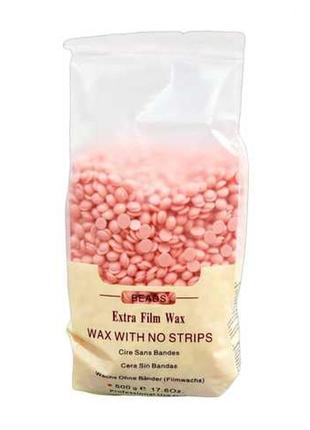 Воск в гранулах beads 500г extra film wax розовый2 фото