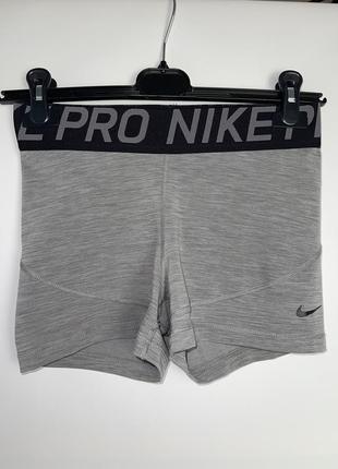 Женские спортивные шорты nike pro черно-серые шортики найк оригинал для зала тренировок7 фото