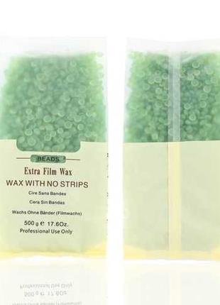 Воск в гранулах beads 500г extra film wax зелёный1 фото