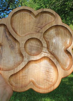 Деревянная круглая тарелка дерево дуб3 фото