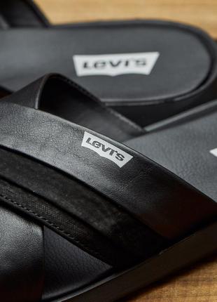 Шлепанцы levis, чоловічі шкіряні шльопанці3 фото