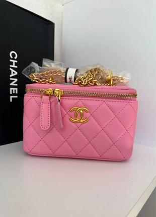 Chanel pre-owned шкіряна рожева сумочка бренд в стилі шанель з дзеркалом натуральна шкіра кожаная розовая сумка натуральная кожа люкс с зеркалом1 фото