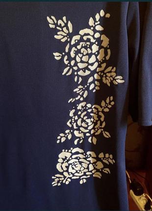 Платье синего цвета с цветочным принтом 54-56 размера3 фото