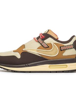 Кроссовки найт тревис мужские  ⁇  nike x travis scott air max 1 brown