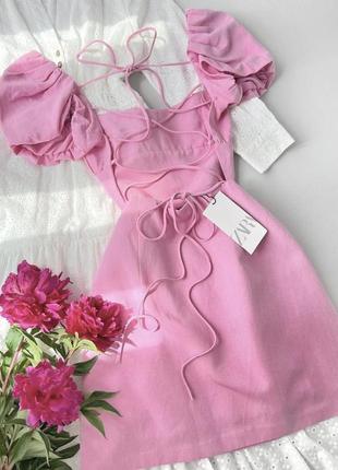 Льняная сукэнка с открытой спинкой1 фото