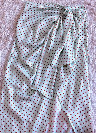 Нежная сатиновая юбка zara в горошек1 фото