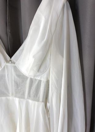 Платье мини с корсетной отделкой, драпировкой и пышными рукавами на манжетах asos design4 фото