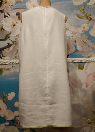 Льняное белоснежное платье колокольчиком 100% лен.с карманами 22 р.6 фото