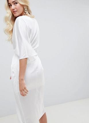 Атласне плаття-кімоно міді з вузликом asos design2 фото