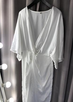 Атласне плаття-кімоно міді з вузликом asos design4 фото