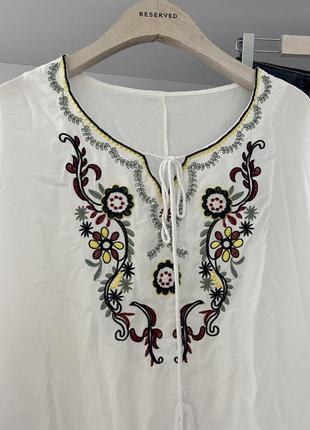Вискозная блузка пончо с вышивкой zara3 фото