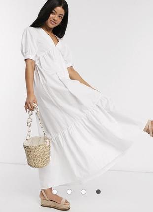 Біла сукня максі з v-подібним вирізом спереду та ззаду asos design5 фото