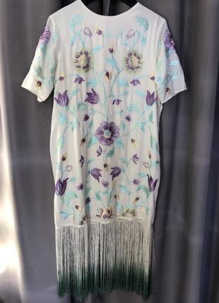 Сукня міді з вишивкою й оздобленням бахромою asos design3 фото