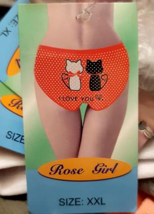 Милі трусики бікіні rose girl бавовняні в горошок котики xl і xxl