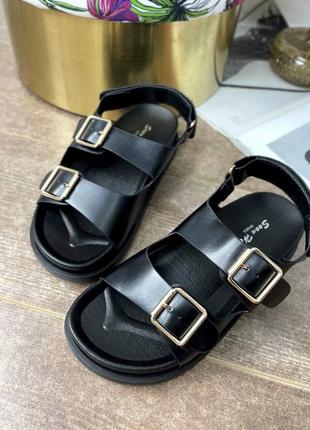 Босоножки сандали на платформе черные1 фото